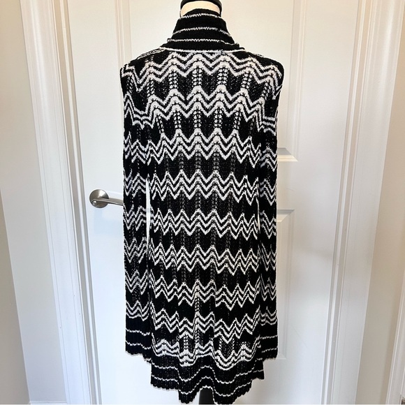 BCBGMaxAzria Black and White Open Front Cardigan SZ XL - Picture 2 of 6